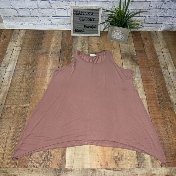 LOGO LORI GOLDSTEIN ASYMMETIC HEM TUNIC TANK TOP ROSE PINK SIZE 2X - Picture 1 of 12